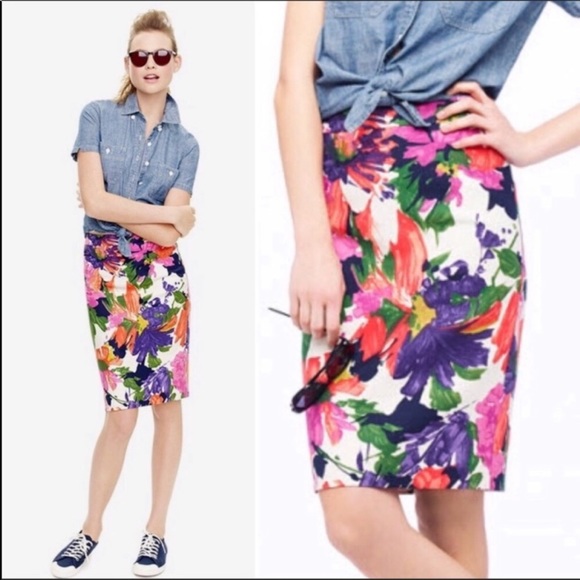 J.Crew Garden Floral No.2 Pencil Skirt 4 - Picture 2 of 7